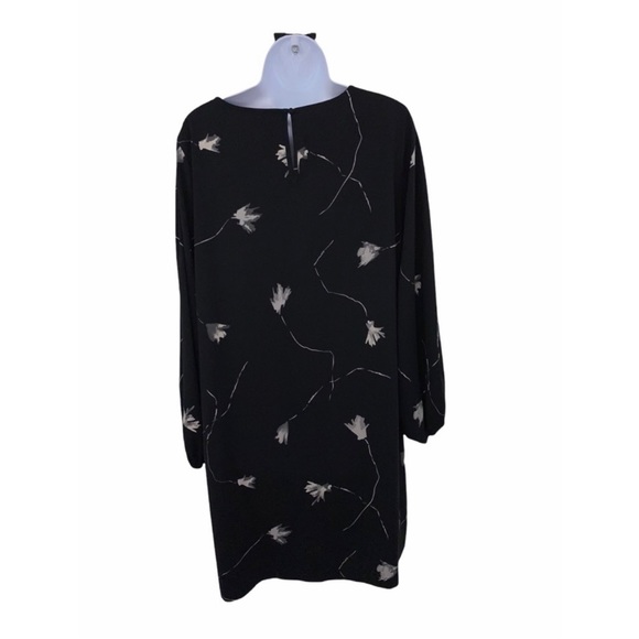 A New Day Black Floral Print Long Sleeve lined Dress - Picture 4 of 6